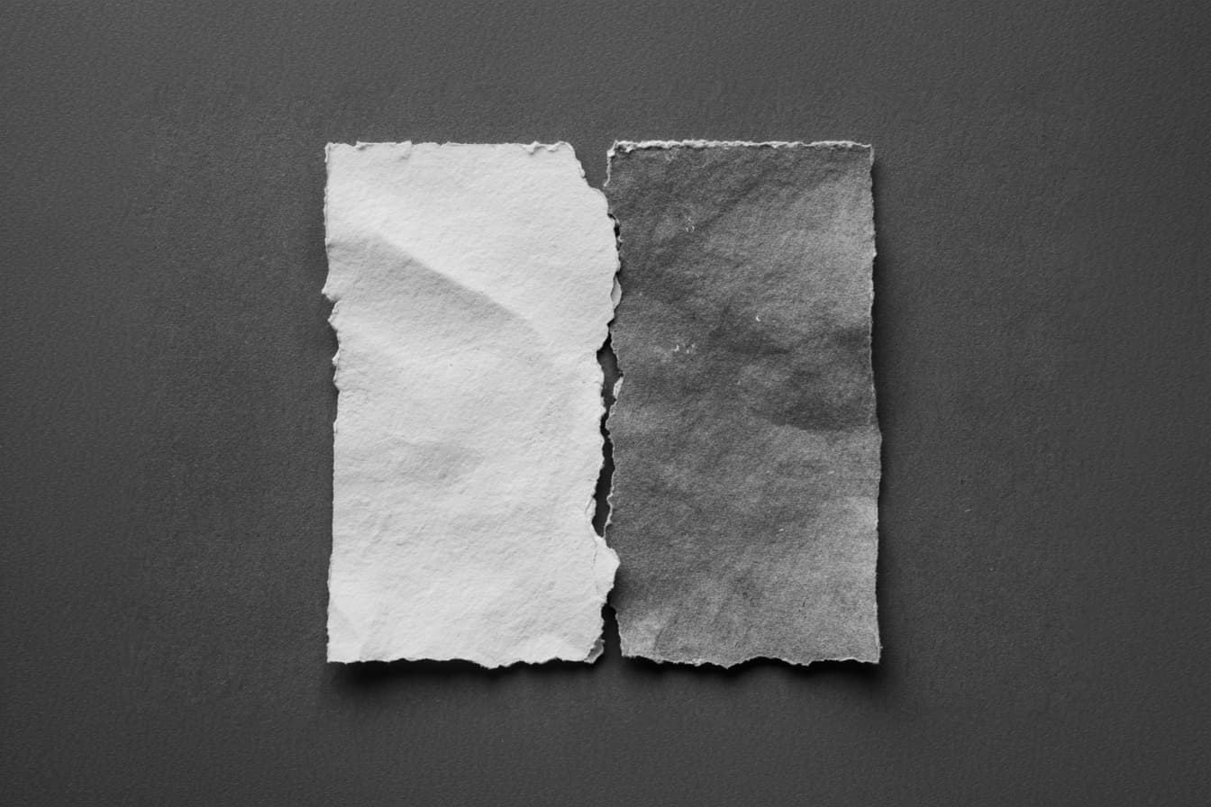 Two torn pieces of paper matched together
