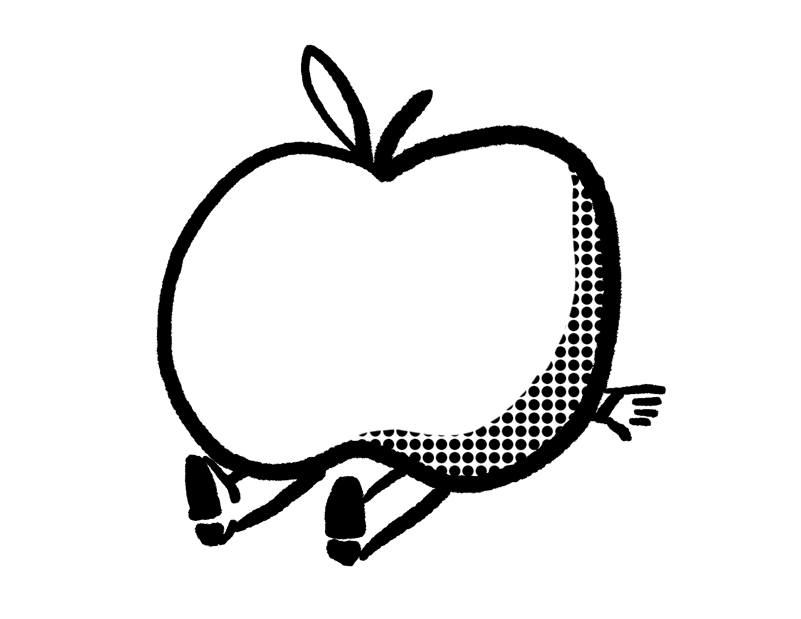 Illustration of a person being crushed by a giant apple